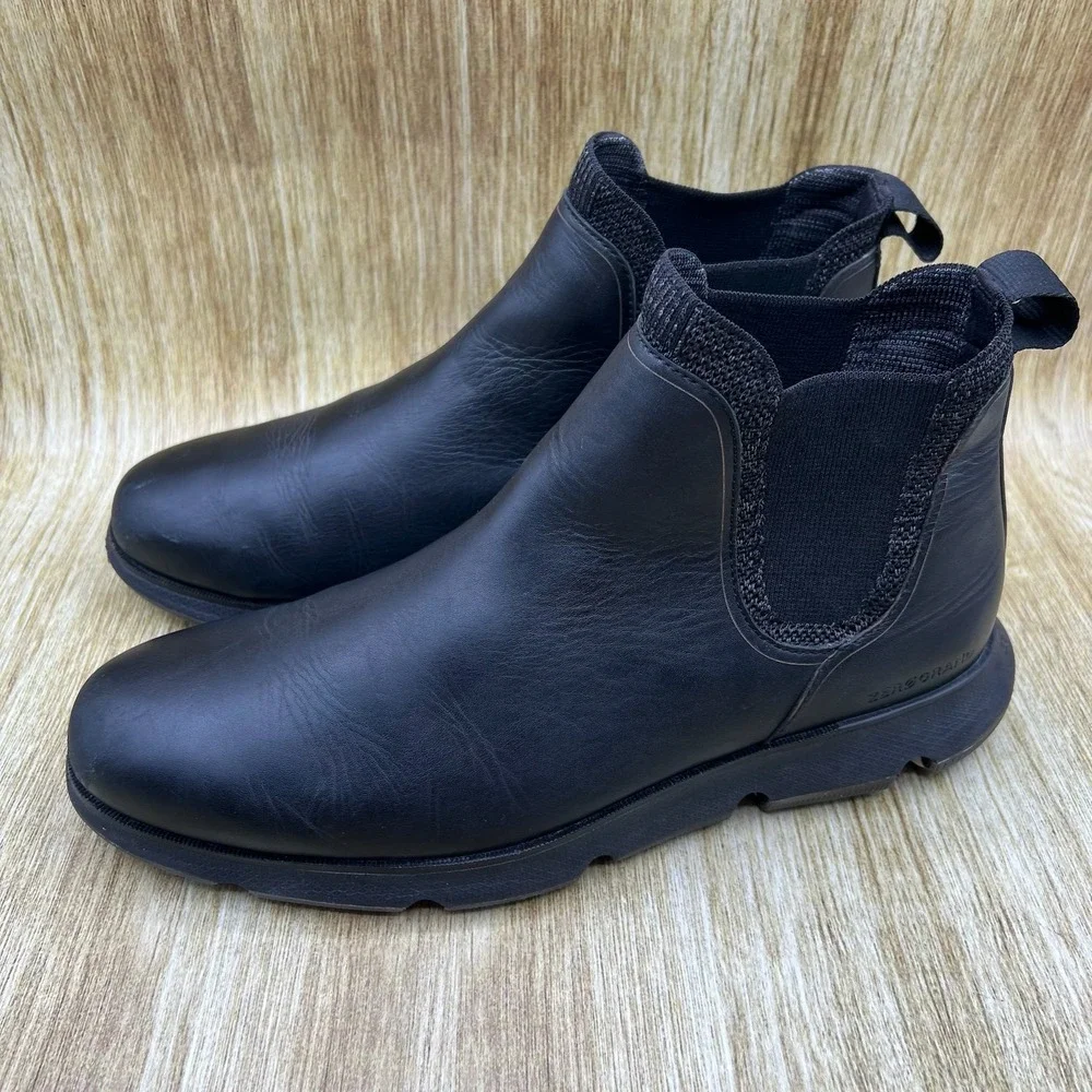 Cole Haan 4.Zerogrand Chelsea‎ Boots Men's 11 Black Leather Ankle Pull On C33455